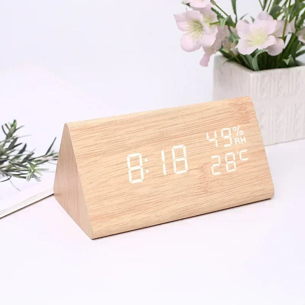 LED Student Alarm Clock Simple Wall Clock Temperature Display Sound Control Table Clock Desktop Home Decor Garden