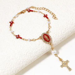 Car Steering Wheel Prayer Beads, Evil Eye Cross Virgin Mary Bracelet, Aluminum Pendant Keychain, Baptism Decor & Car Accessory