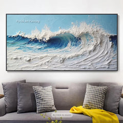 Ocean Waves Abstract Textured Thick Oil Painting Hand Painted Heavy Texture Canvas Art Wabi Sabi Painting Earth Tone Waves Art Home Decor