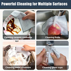20-5pcs Thickened Steel Wire Cleaning Cloth Non-Scratch Double-layer Iron Microfiber Mesh Dishrag Washing Pot Rags Kitchen Towel