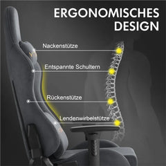 Kitinjoy Natural Suede Gaming Chair High Back Ergonomic Computer Chair With Footrest Reclining Adult Comfortable Office Chair Office Furniture