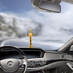Fashion Car Ornament Metal Jesus Wood Cross Crucifix Auto Interior Dashboard Decoration Christian Jesus Ornaments Accessories