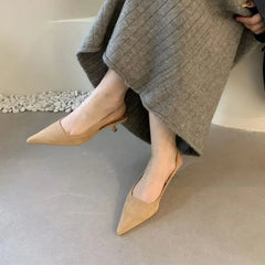 Bailamos Women Sandals Pointed Toe Elegant Low-heels Shoes Summer Fashion Slingback Woman Mules Shoes Pumps Dress Shoes
