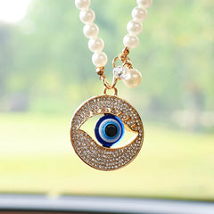 Diamond-filled blue eyes car pendant, car interior mirrors are delicately decorated, devil's eye car trailer car interior