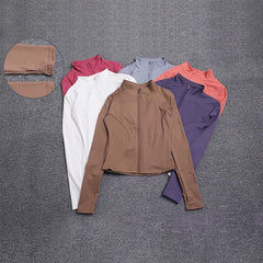 Women Sport Jacket Long Sleeve Shirt Workout Coat