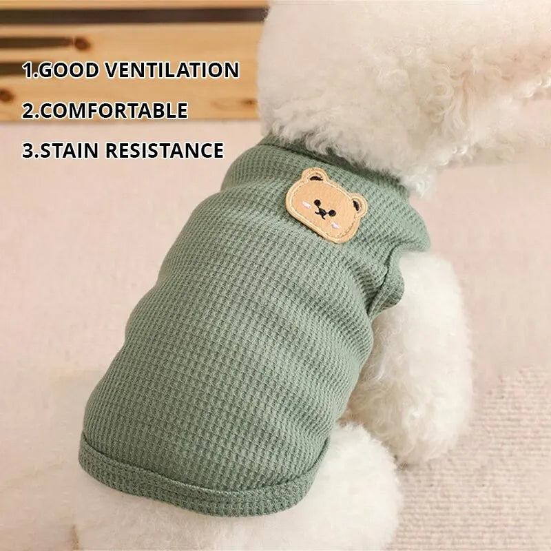 1pc Green Bear Vest Pet Dog Clothes Cat Solid T-shirt Clothing Dogs Thin Small Fashion Chihuahua Summer Breathable Pet Shop Pet Clothing