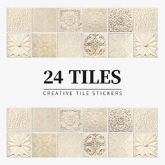 24 pieces of Mandala Retro Pattern Glossy Self-adhesive Tile Stickers for Kitchen and Bathroom Removable Waterproof Wall Sticker Home Decor