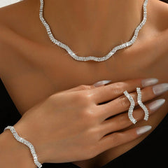 Luxury Crystal Wedding Jewelry Set Necklace Bracelet Earrings