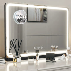 Extra Large Hollywood Vanity Mirror with LED Lights 3 Color Modes Touch Control Dimming Tabletop Lighted Makeup Mirror