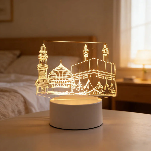 Muslim Ramadan Festival Supplies Neon Lamp USB Operated 3D Acrylic LED Night Light EID Mubarak Ornaments Bedroom Home Decor