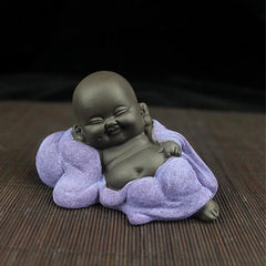 Ceramic Maitreya Buddha Tea Figurine – Zen Monk Decor Decorative accessories