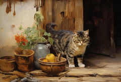Lazy Playful Cute Afternoon Cat Sleeping Art Oil Painting Poster Canvas Printing Home Homestay Wooden House Wall Decor Painting