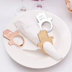 Jewish Hamsa Shabbat Shalom Napkin Rings Mirror Acrylic Table Decoration for Sabbath Dinner