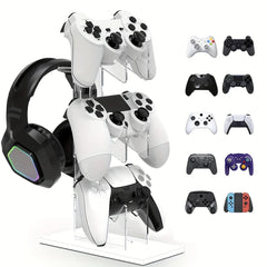 Universal 3-layer Controller Holder and Headphone Holder Game Accessories For PS5 PS4 Storage Holder Black, White, Transparent