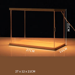 Clear Acrylic Figure Display Cabinet With Solid Wood Step Stand for Blind Box Toy, Cosmetic, Souvenir Display Box With Light Kitchen & Dining Furniture