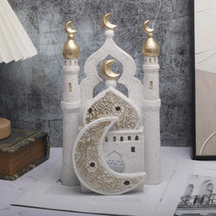Ramadan Ornaments Resin Material Mosque Islamic Castle Statue Family Tabletop Atmosphere Decoration Architectural Style Gift