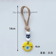 Lucky Eye Glass Blue Turkish Evil Eye Pendant Wall Hanging Multi Color Bead Handmade Decoration for Home Living Room Car