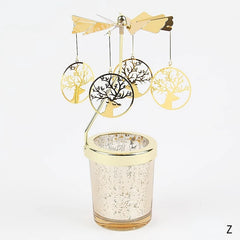 Romantic Valentine's Day Gift Rotating Angel/Rose/Xmas Snowflake Candlestick Candle Tea Lamp Holder for Home Party Decoration
