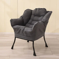 Costway Modern Polyester Fabric Lazy Chair Single Corner Sofa Chair W Side Pocket Beige Living Room Furniture