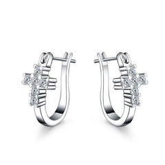 925 Sterling Silver Beautiful Cross Zircon Earrings For Women Fashion Charm Wedding Gifts Jewelry