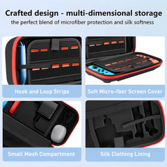 Large Storage Bag for Switch & OLED Portable Carrying Protective Case with 20 Game Slots Travel Bag for Joypad NS Accessories