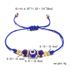 Turkish Evil Eye Bracelets For Women Men Handmade Woven Crystal Beads Demon Eyes Red Black Rope Chain Bracelet Couple Jewelry
