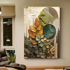 Boho Wood Shapes Botanical Poster Earth Tones Prints Canvas Painting Wall Art Pictures Home Room Organic Textures Modern Decor