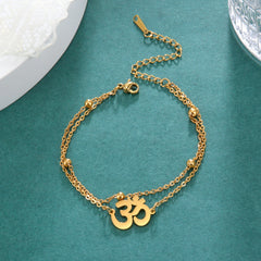 Dawapara Om Ohm Aum Charm Spiritual Pendant Stainless Steel Bracelet Yoga Jewelry Meditation Buddhist Spiritual Amulet