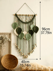 Multicolor Leaves Tapestry Boho Hand Woven Macrame With Wooden Beads Crafts Wall Hanging Nordic Home Decoration Mother Day Gift
