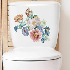 Green Plant Leaves Bathroom Toilet Sticker WC Closestool Wall Sticker Self Adhesive Mural Beautify Flower Home Decor Decals