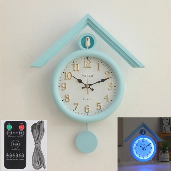 Luminous Wall Clock Luxury Cuckoo Clocks Led Watch Retro Table Clock Bedroom Silent Living Room Decoration Elegant Room Ornament