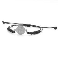 Catholic Religious Belief St. Benedict Cross Stainless Steel Bracelets Manual Chinese Knot Bracelets Men Adjustable Jewelry Gift
