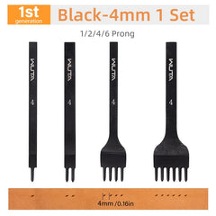 WUTA 1Set 4pcs Basic Leather Chisel Tool Diamond Pricking Iron Hole Punch Stitching Leather Craft tools 3/4/5/6mm 1-2-4-6 teeth