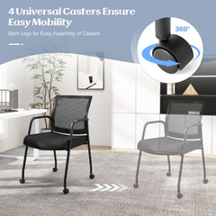 GOFLAME 2Pcs Office Chairs Meeting Room Conference Chair on Wheels Office Furniture