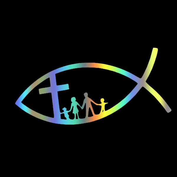 Car Sticker Motorcycle PVC Decals Christian Fish Jesus Family Cross Church Decorative Stickers Creative Decor Accessories #JT01