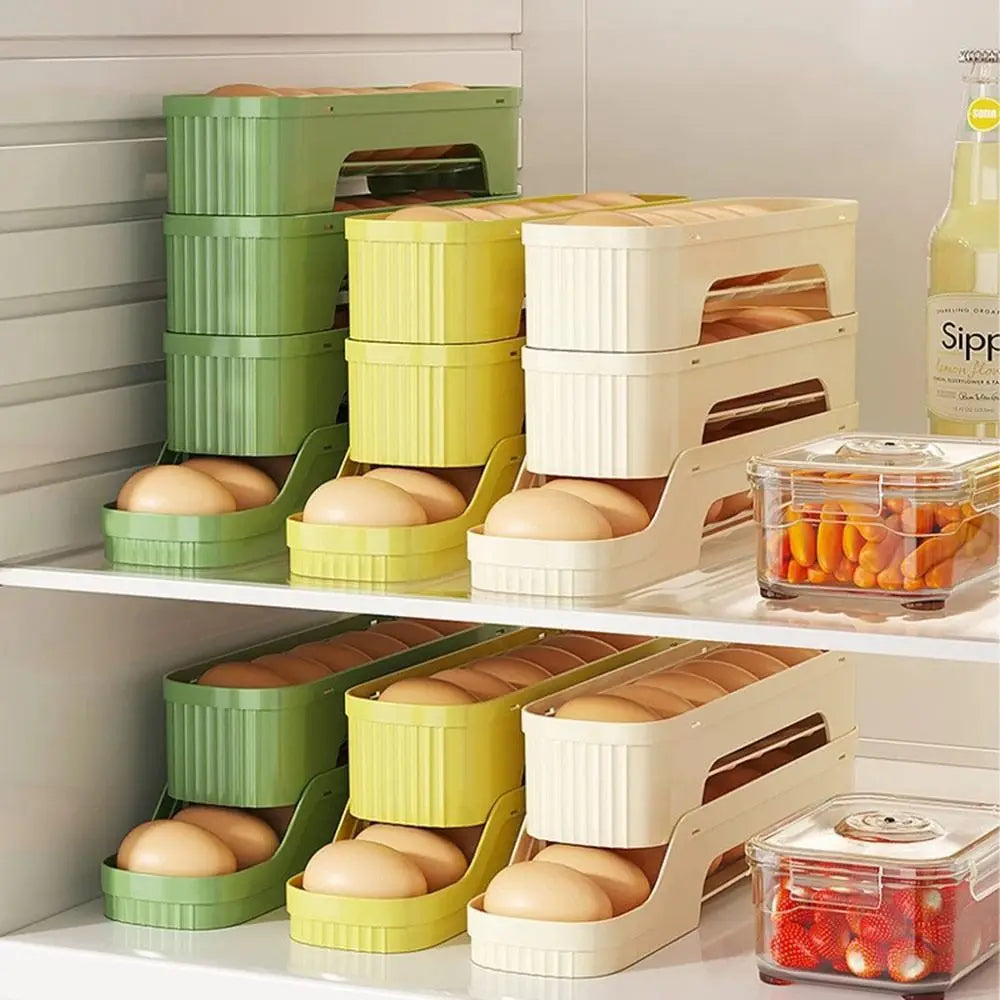 Automatic Rolling Egg Storage Organiser for Fridge