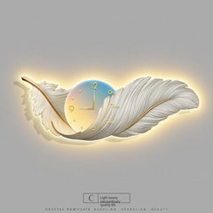 LED Feather Wall Clock Lamp – Home Decor Clock Light