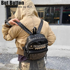 Women Gothic Punk Spicy Y2k Girl Retro Vintage rivet hardware Bag Large Letter PU leather Shoulders Baghere Backpack