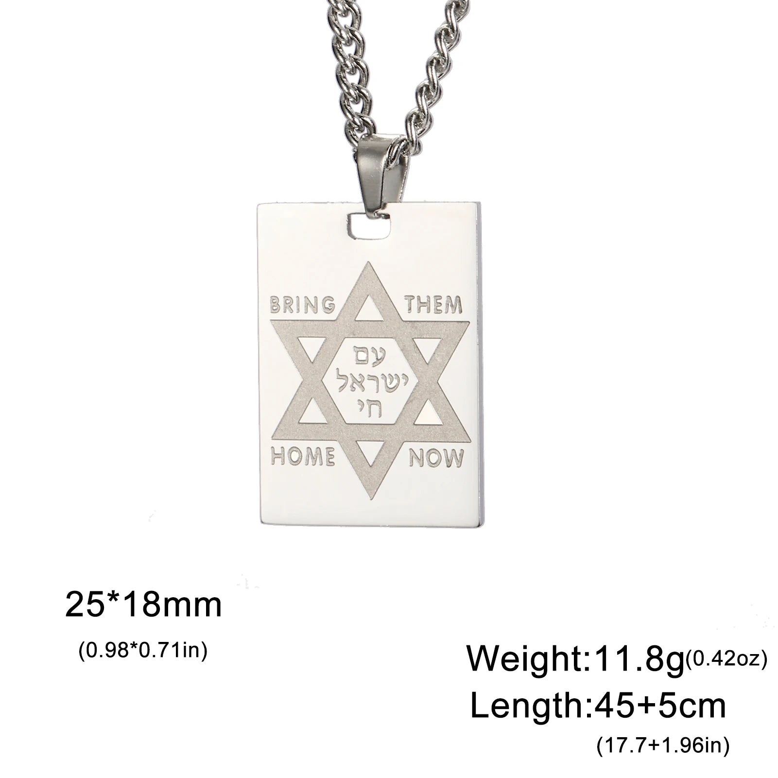 LIKGREAT Hexagram IDF Symbol Necklace Women Men Star of David Chai Pendant Jewish Stainless Steel Jewelry