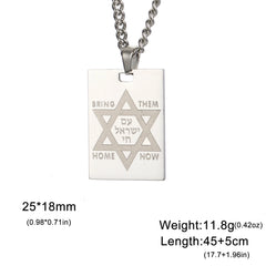 LIKGREAT Hexagram IDF Symbol Necklace Women Men Star of David Chai Pendant Jewish Stainless Steel Jewelry
