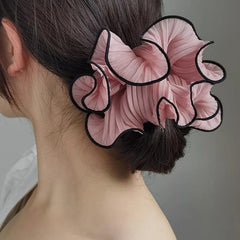 Korean Big Scrunchies – Pink & White Hair Bands for Women