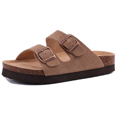 Pallene Platform Suede Sandals for Women With Adjustable Buckle Outdoor Cork Beach Shoes Fashion Thick Sole Women's Slippers Wedges