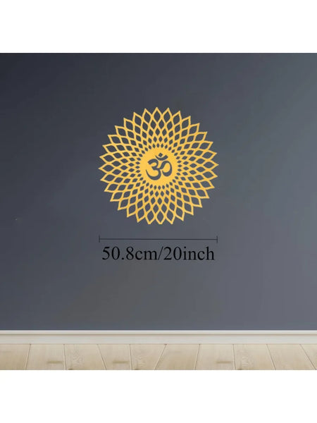 20" Radiant "Aum" Golden Metal Wall Sculpture | Sacred Mandala for Zen/Spiritual Spaces | Halloween & Christmas Gift
