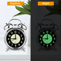Super Loud Alarm Clock Metal Twin Bell Alarm Clock with Night Light Retro Bedside Clock Silent Table Desk Clocks for Home Bedroo
