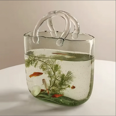 Ins Creative Vase Large Capacity Juice Glass Cup Water Raised Flower Arrangemen Handbag Glass Vase Fish Farming Vases Decor