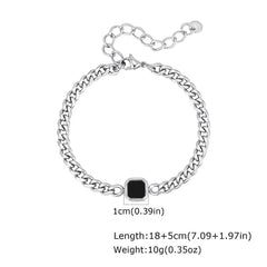 Vnox 5mm Width Adjustable Chain Bracelet for Men, Stainless Steel Acrylic Six-Sided Polished Jewelry Gifts for Husband Son‌ Him