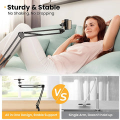 Photography Flexible Arm Tripod For Phone Stand Table Folded Anchor 360° Rotation Online Desktop Laptop Video Live Overhead Shot