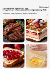 Silicone kitchenware 6-piece set, cream  scraper, spatula, oil brush, size scraper set baking tool，Non-integrated hand
