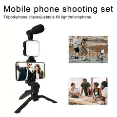 Smartphone Vlogging Kit – Tripod, Mic & LED Light Set