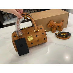 Genuine Leather Boston Aren Mini Pillow Tote Bag for Women